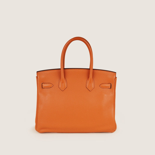 Birkin 30 Handbag in Classic Orange Clemence Leather with Gold-plated Hardware