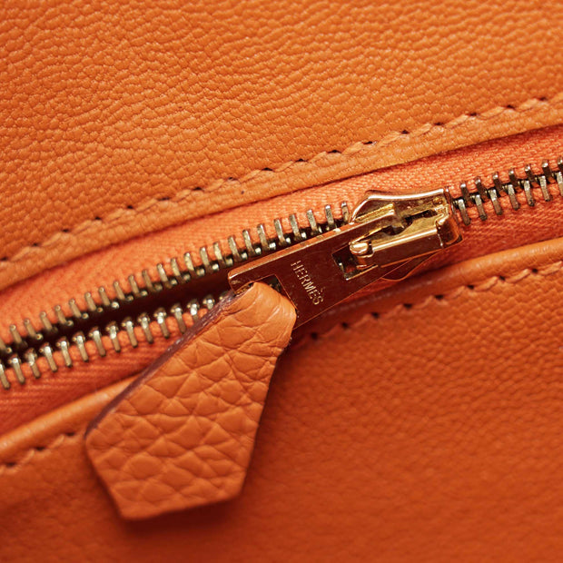 Birkin 30 Handbag in Classic Orange Clemence Leather with Gold-plated Hardware