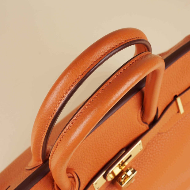 Birkin 30 Handbag in Classic Orange Clemence Leather with Gold-plated Hardware