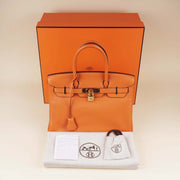 Birkin 30 Handbag in Classic Orange Clemence Leather with Gold-plated Hardware