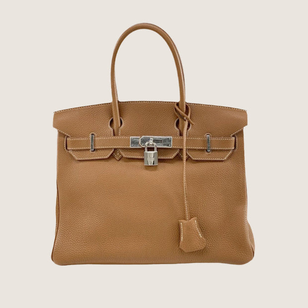 Birkin 30 Handbag in Brown Gold Togo Leather with the Silver-plated Hardware