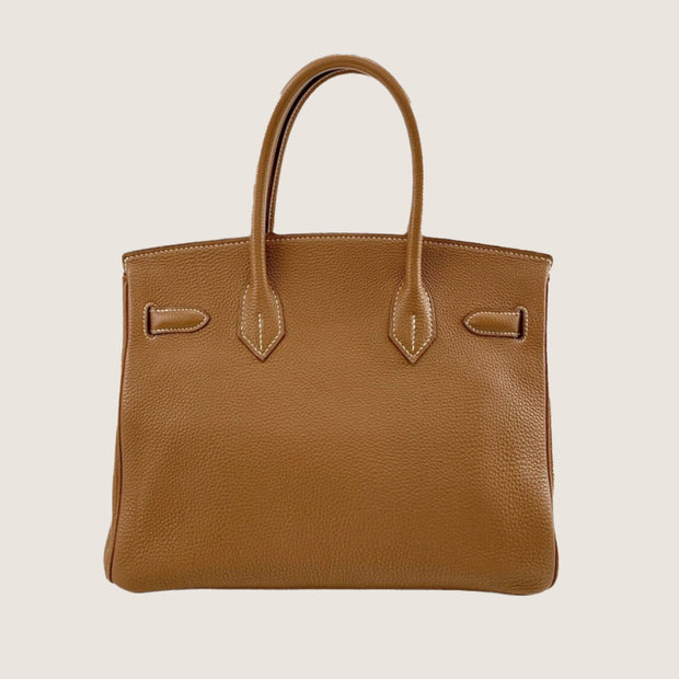 Birkin 30 Handbag in Brown Gold Togo Leather with the Silver-plated Hardware