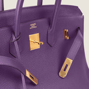 Birkin 35 Handbag in Ultraviolet Clemence Leather with Gold-plated Hardware | Bagnia