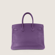 Birkin 35 Handbag in Ultraviolet Clemence Leather with Gold-plated Hardware | Bagnia