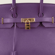 Birkin 35 Handbag in Ultraviolet Clemence Leather with Gold-plated Hardware | Bagnia