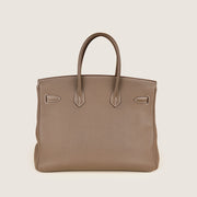 Birkin 35 Handbag in Etoupe Clemence Leather with Gold-plated Hardware