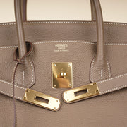 Birkin 35 Handbag in Etoupe Clemence Leather with Gold-plated Hardware