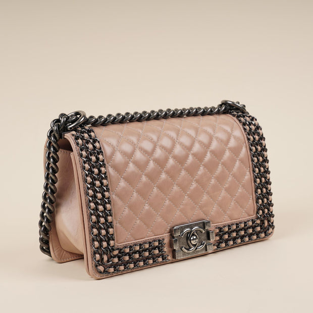 Chain Embellished Old Medium Boy Bag