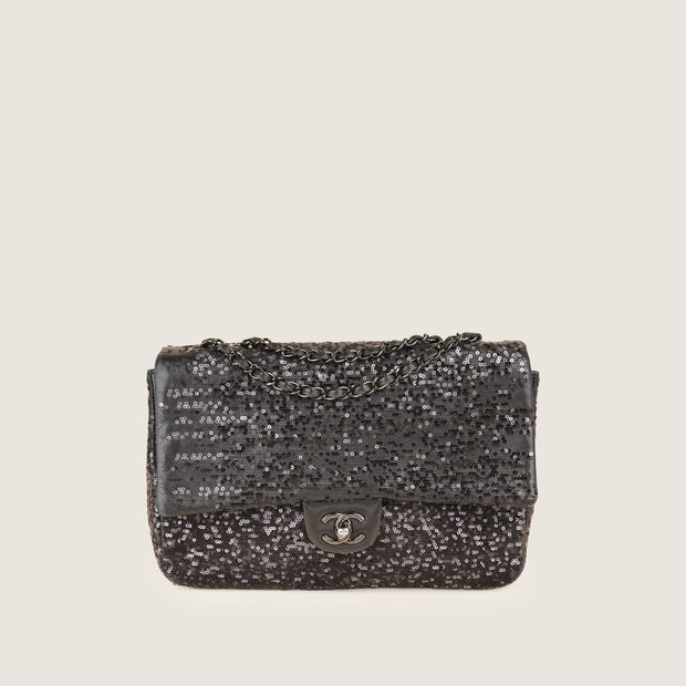 Jumbo Sequin Flap Bag